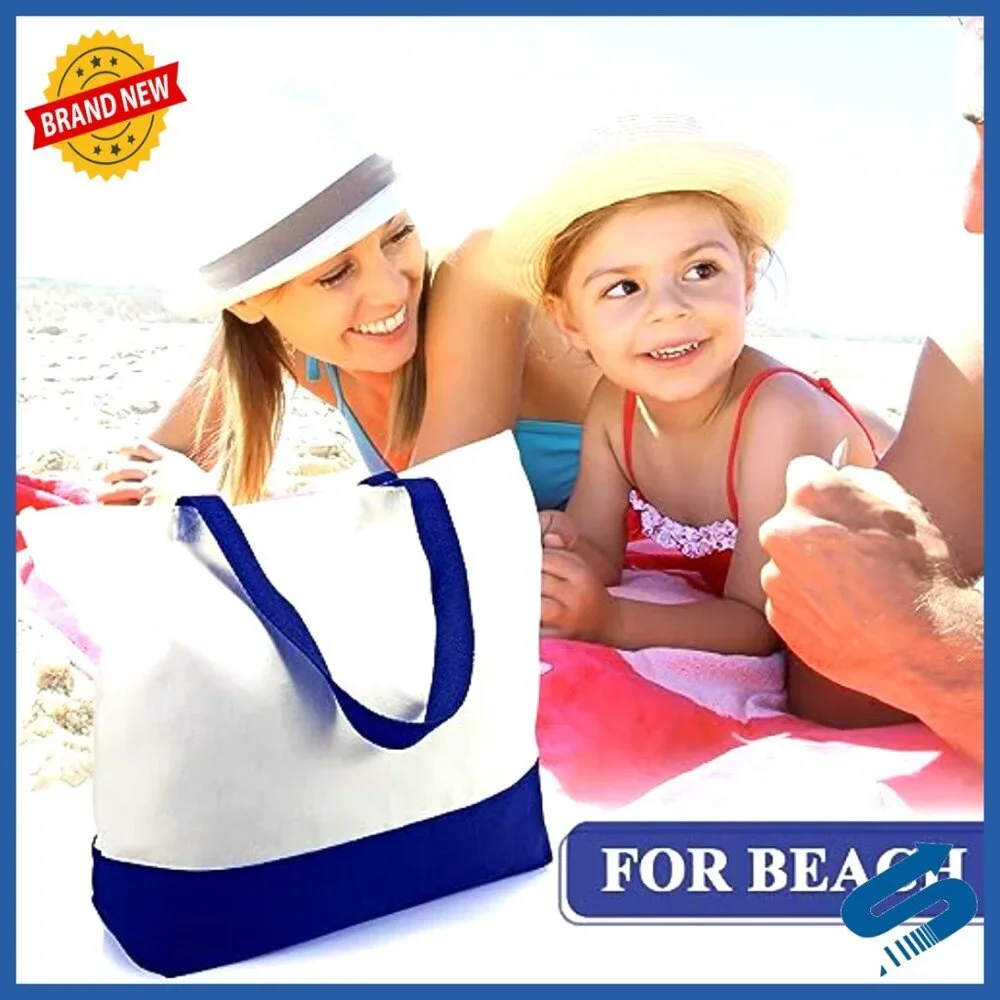 Canvas Tote Bags Large Reusable Grocery Shopping Beach Travel DIY Cloth